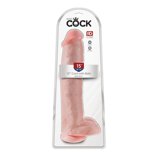 King Cock 15&quot; Cock With Balls Flesh