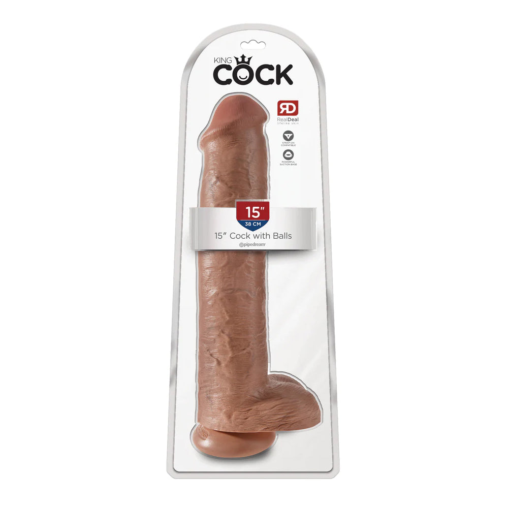 King Cock 15&quot; Cock With Balls Tan