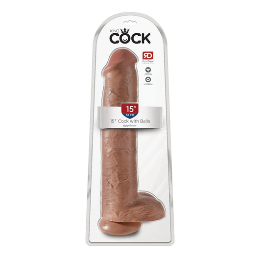 King Cock 15&quot; Cock With Balls Tan