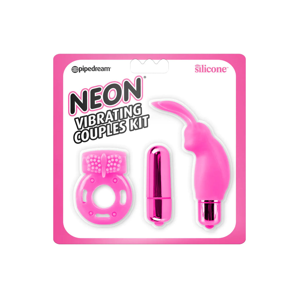 Neon Vibrating Couples Kit Pink