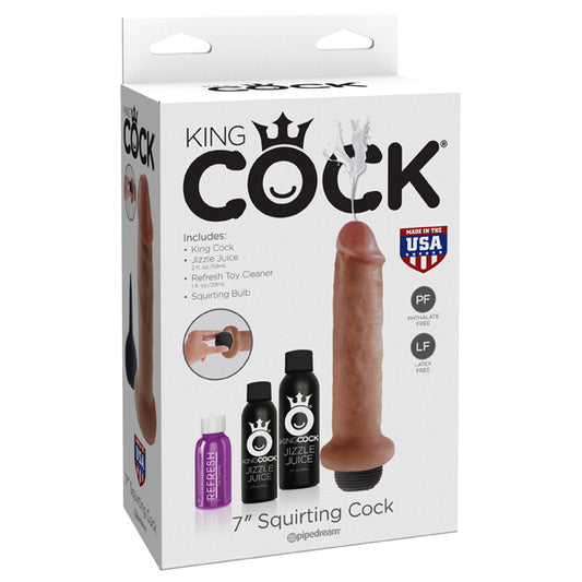 King Cock 7&quot; Squirting Cock Tan
