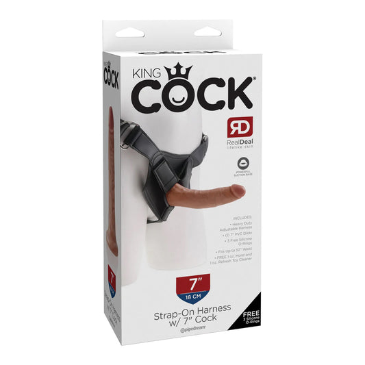 King Cock Strap-On Harness W/ 7&quot; Cock Tan