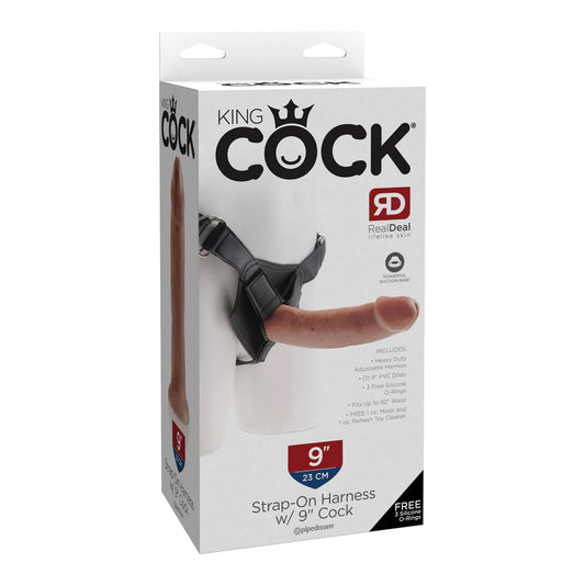 King Cock Strap-On Harness W/ 9&quot; Cock Tan