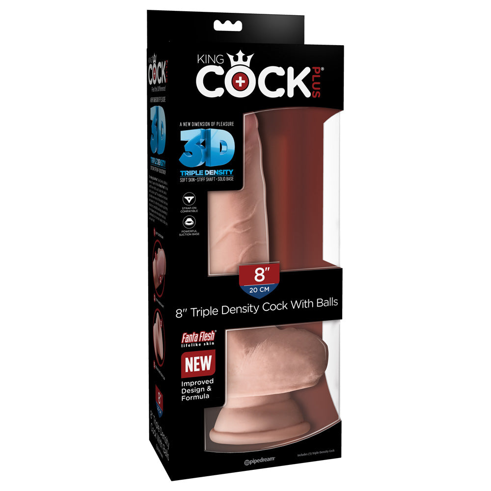 King Cock Plus 8&quot; Triple Density Fat Cock With Balls