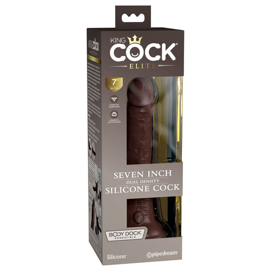 King Cock Elite 7&quot; Dual Density Silicone Cock Brown