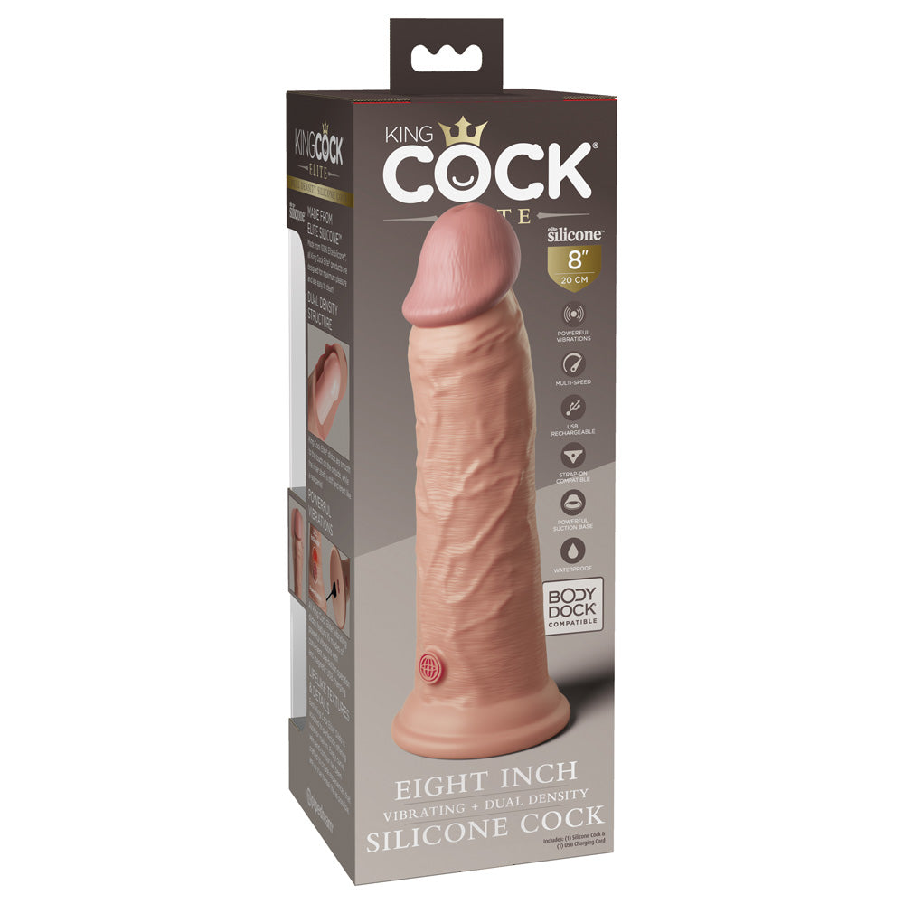 King Cock Elite 8&quot; Dual Density Vibe Silicone Cock Light