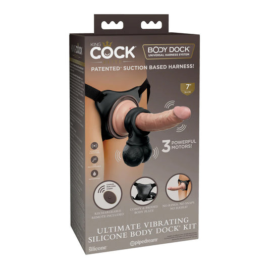 King Cock Elite Ultimate Vibrating Silicone Body Dock Kit