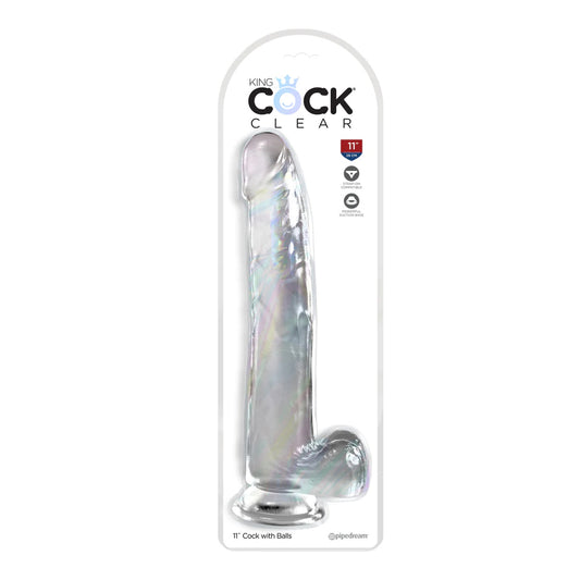 King Cock Clear 11&quot; With Balls Clear