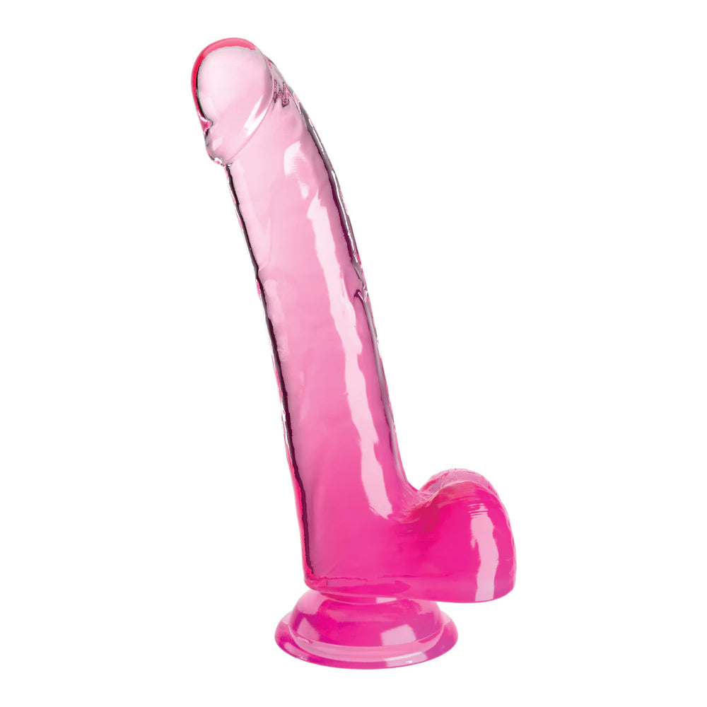 King Cock Clear 9&quot; With Balls Pink