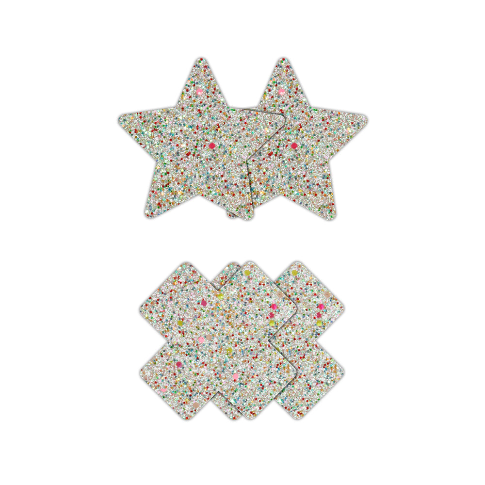 Pretty Pasties Star & Cross Glow 2 Pair