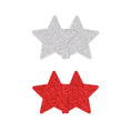 Load image into Gallery viewer, Pretty Pasties Glitter Stars Red/Silver 2 Pair
