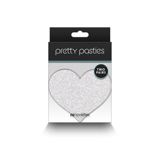 Pretty Pasties Glitter Hearts Red/Silver 2 Pair