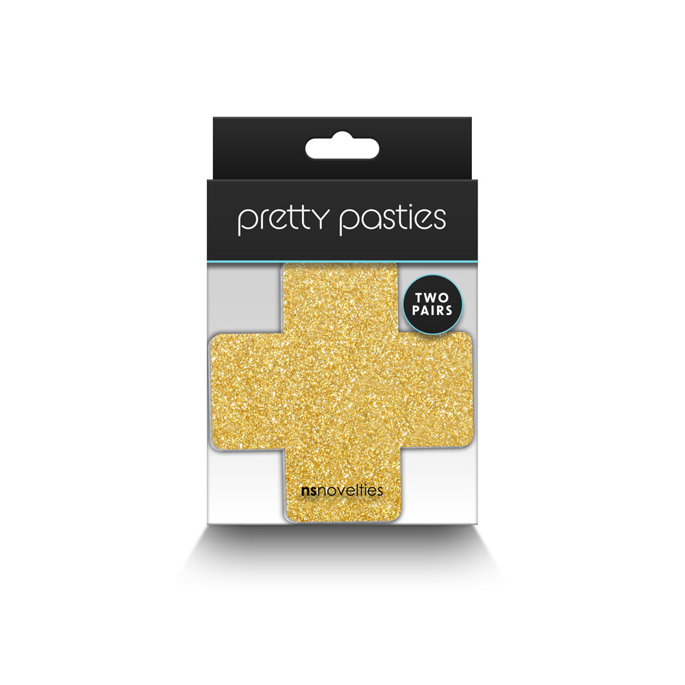 Pretty Pasties Glitter Cross Black/Gold 2 Pair