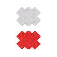 Load image into Gallery viewer, Pretty Pasties Glitter Cross Red/Silver 2 Pair
