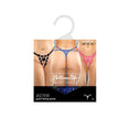 Load image into Gallery viewer, Aster Crotchless Flower Pearl Thong Royal Blue L/Xl
