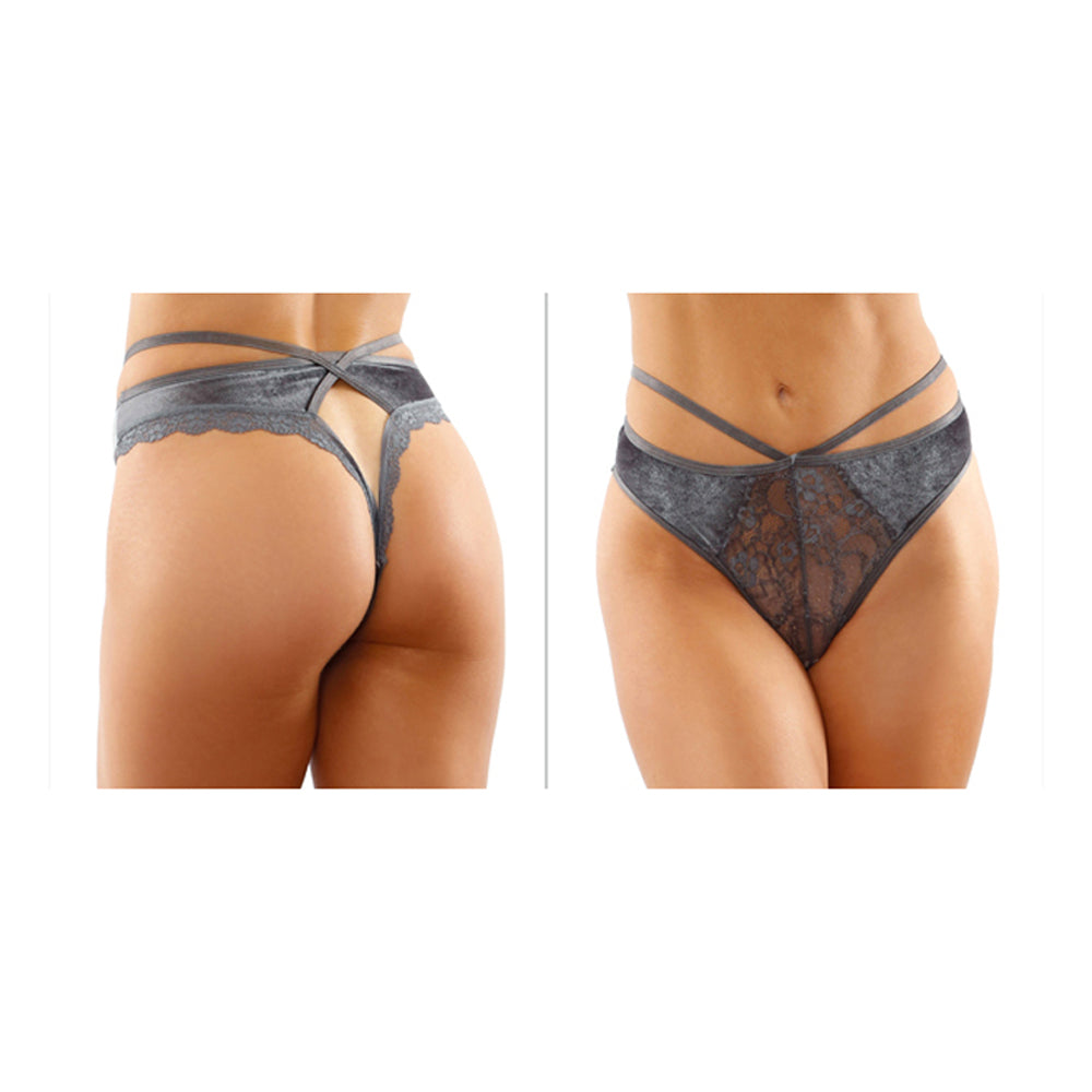 Kalina Velvet Cut-Out Thong With Keyhole Back S/M