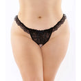 Load image into Gallery viewer, Flora Lace Crotchless Pearl Thong Black Queen Size
