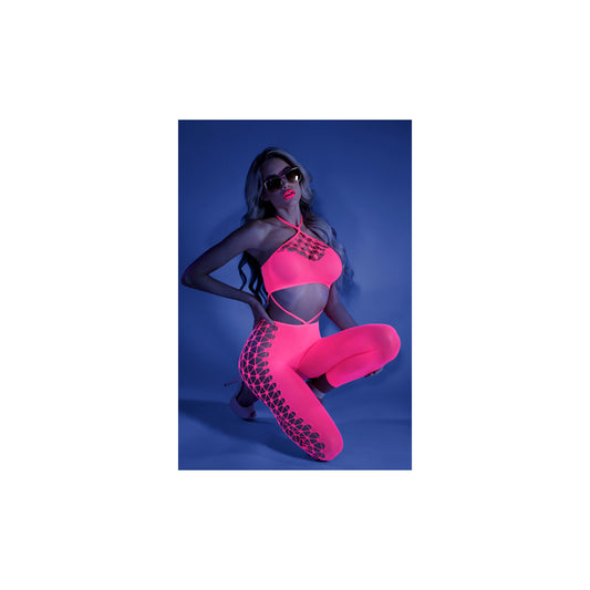 Own The Night Bodystocking One Size Neon Pink