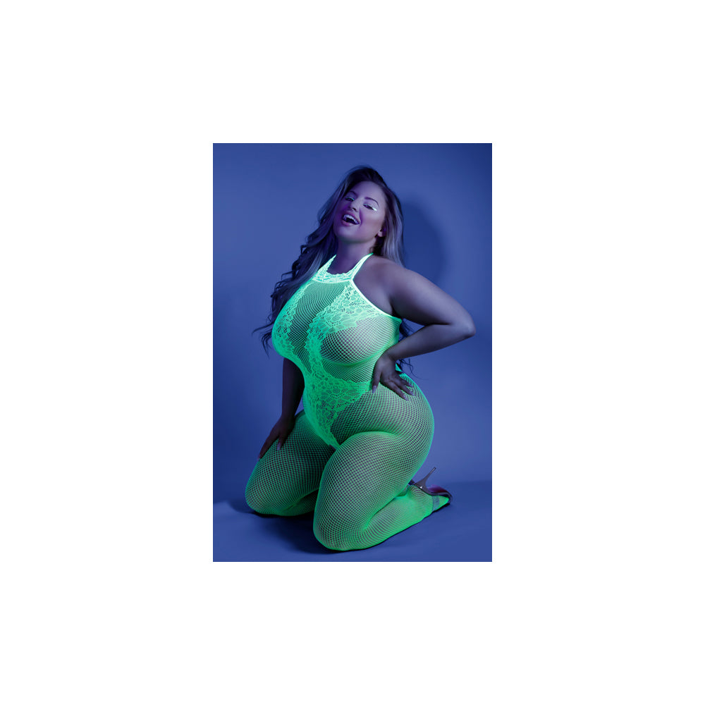 Moonbeam Bodystocking Queen Size Neon Green