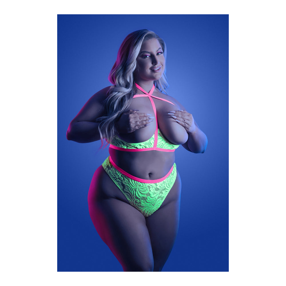 Persuasive Open Cup Bra & Panty Queen Size