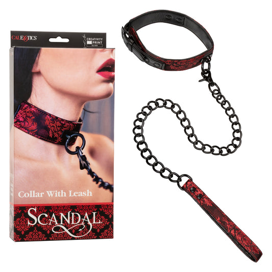 Scandal Collar With Leash Red