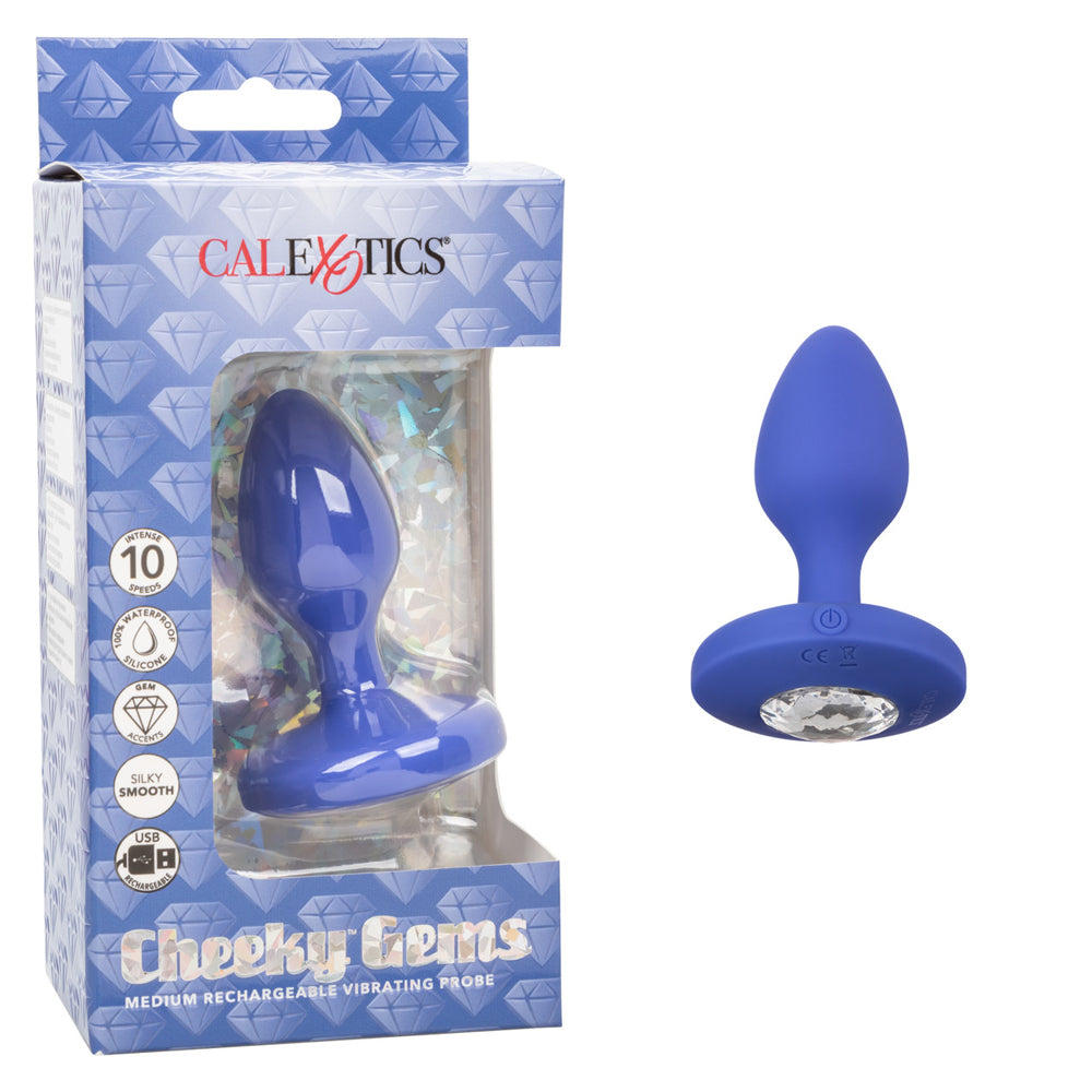 Cheeky Gems Medium Rechargeable Vibrating Probe Blue