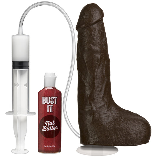 Bust It - Squirting Realistic Cock - With Removable Vac-U-Lock Suction Cup - Chocolate