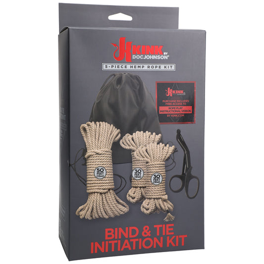 Kink Bind & Tie Initiation Kit 5 Piece Hemp Rope Kit Natural