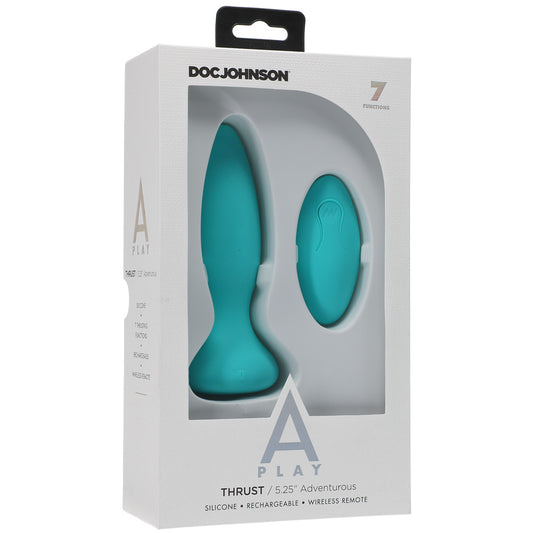 A-Play Thrust Adventurous Rechargeable Silicone Anal Plug With Remote Teal