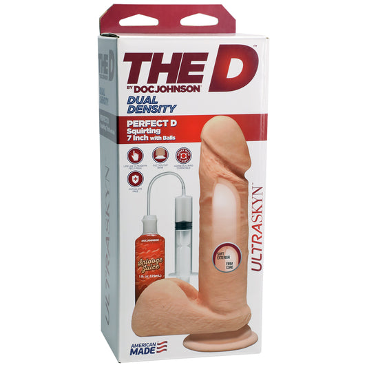 The D Perfect D Squirting 7&quot; With Balls Vanilla
