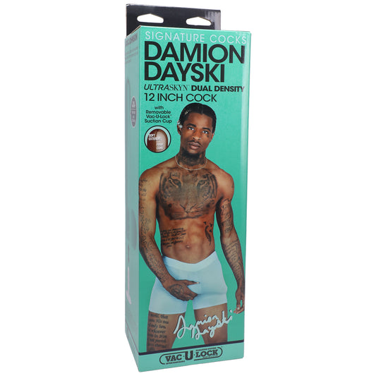 Signature Cocks Damion Dayski 12&quot; Ultraskyn Cock With Removable Vac-U-Lock Suction Cup Chocolate
