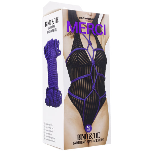Merci Bind & Tie 6mm Hemp Bondage Rope 50 Feet Violet