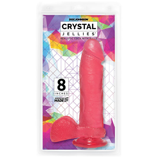 Crystal Jellies - 8&quot; Ballsy Cock With Suction Cup Pink