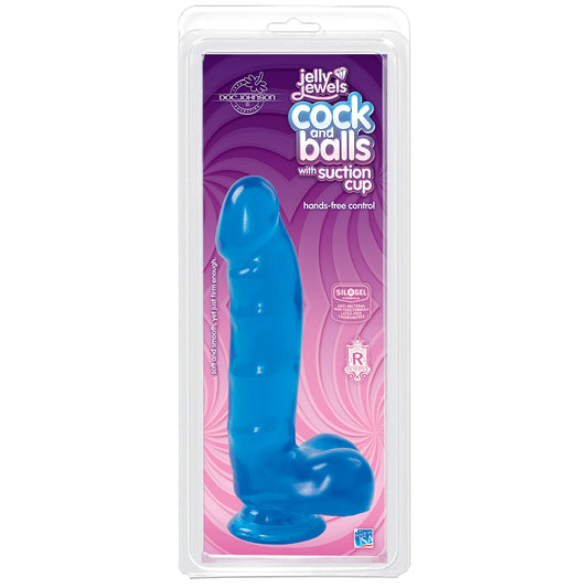 Jelly Jewels - Cock And Balls With Suction Cup Sapphire