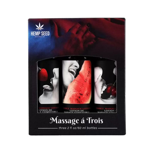 Massage-A-Trois Edible Massage Lotion Gift Set Box