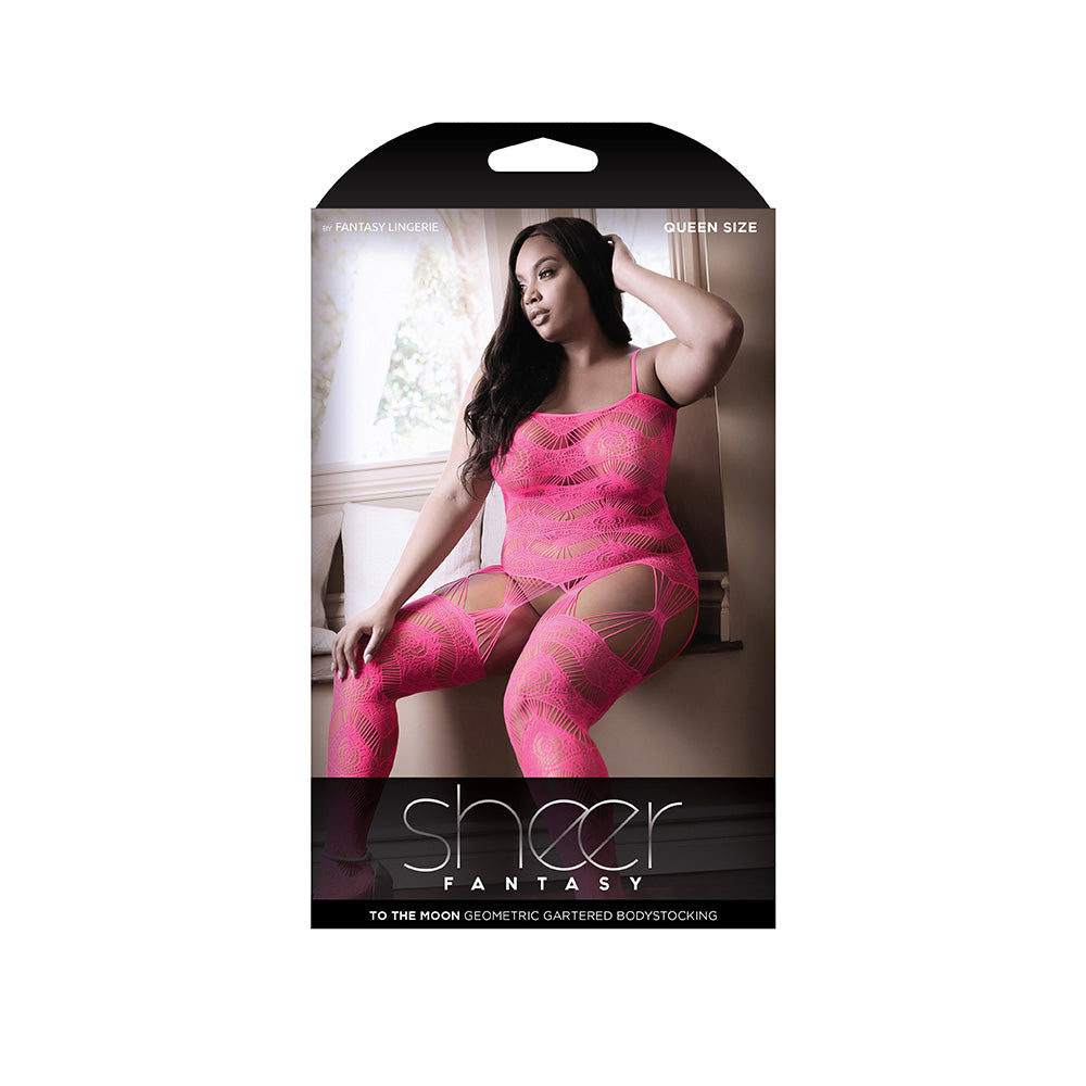 To The Moon Geometric Gartered Bodystocking - Queen Size