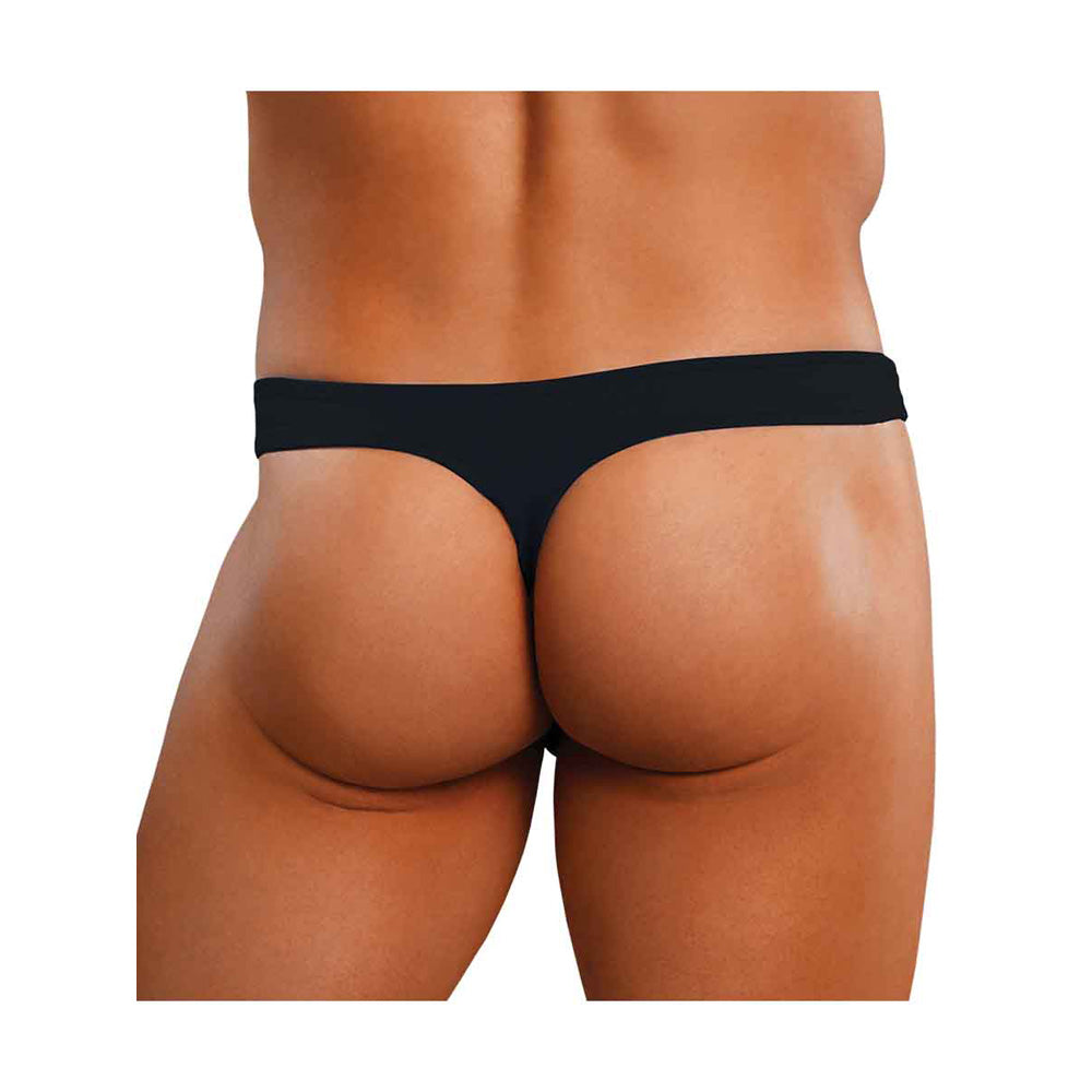 Satin Spandex Bong Thong Black S/M