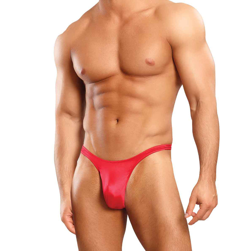 Satin Spandex Bong Thong Red L/Xl