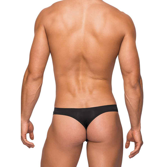 Seamless Sleek Thong W/Sheer Pouch Black L/Xl