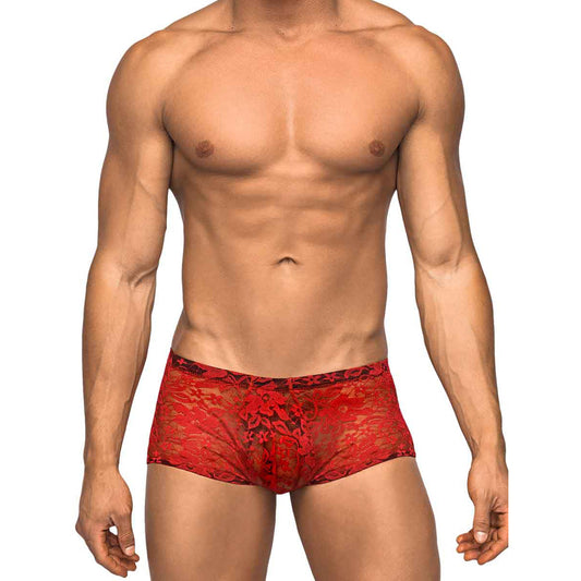 Stretch Lace Mini Short Red S