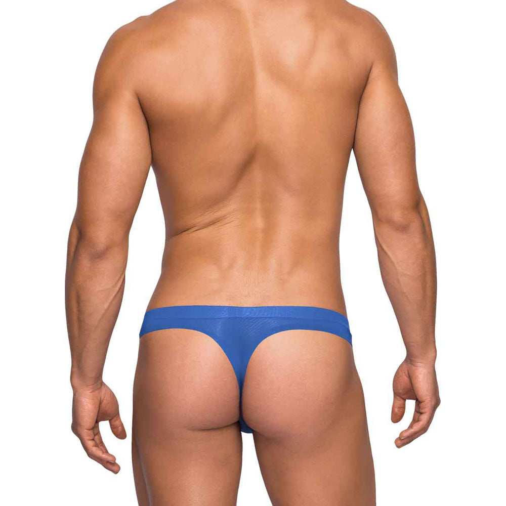 Seamless Sleek Thong W/Sheer Pouch Blue L/Xl