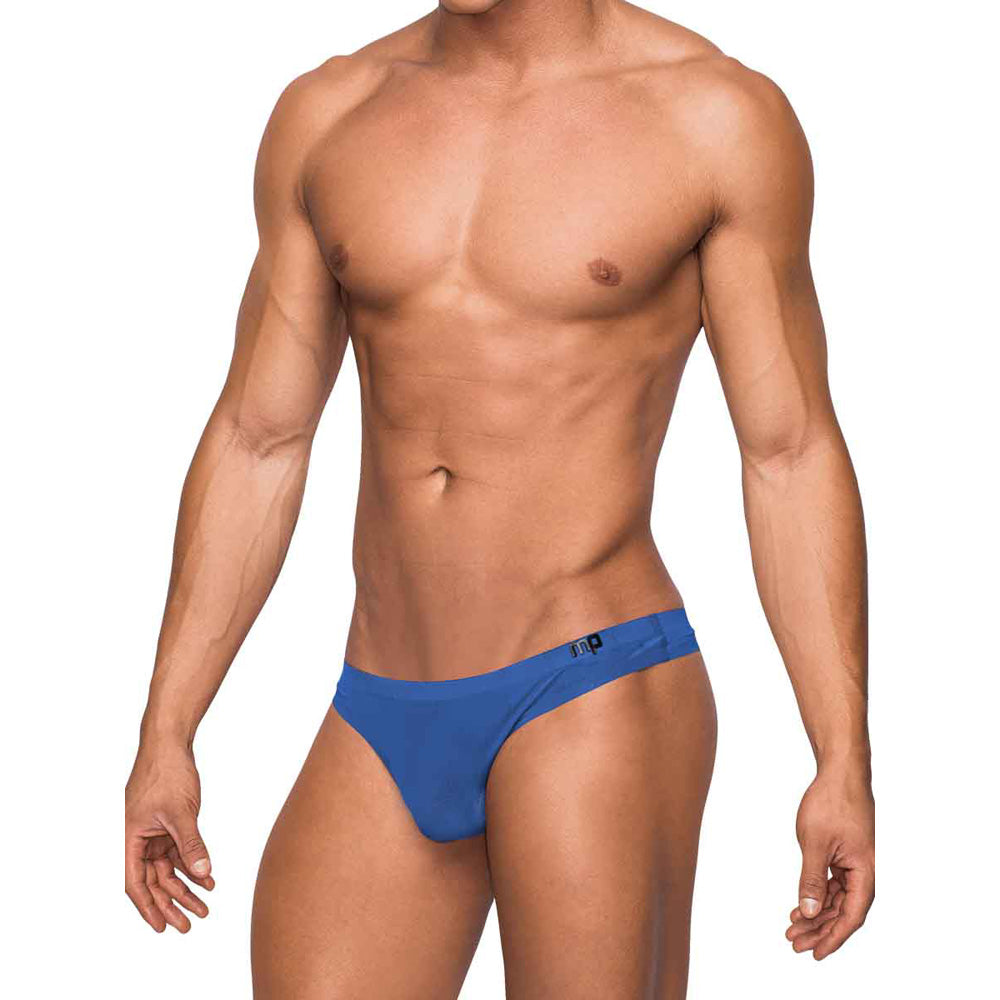 Seamless Sleek Thong W/Sheer Pouch Blue L/Xl