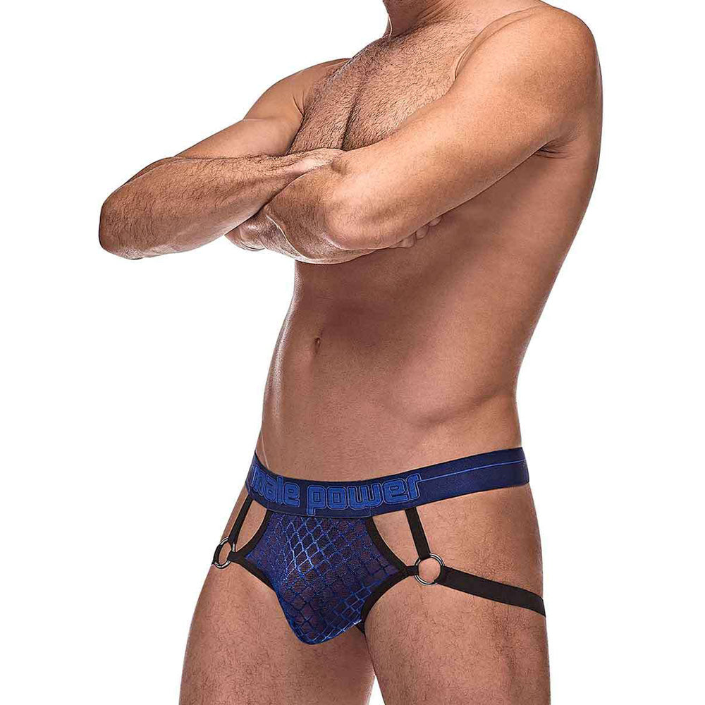 Diamond Mesh Jock Ring Navy L/X