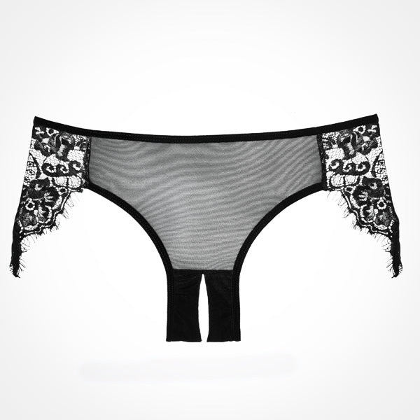 Lavish & Lace Crotchless Panty One Size Black