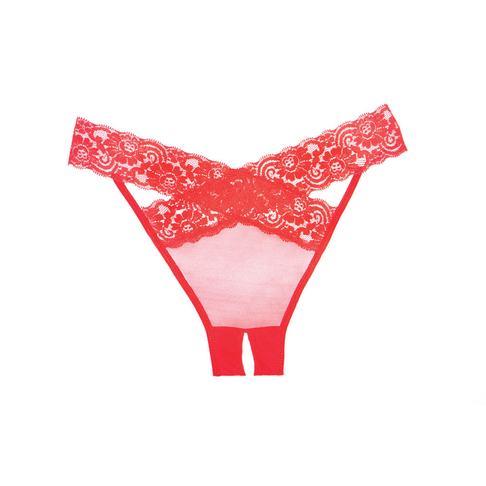 Adore Desire Panty Crotchless One Size Red